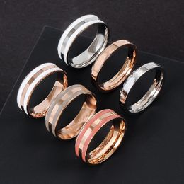 Brand Designer 316L Titanium Steel Ring Love Enamel Filled Wedding Band Jewelry for lovers couple wedding gift US Size (4-11)