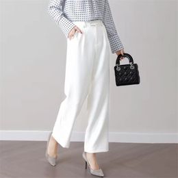 Arrival Summer Women Casual Loose Zipper Fly Waist Wide Leg Pants All-matched Elegance White Ankle-length W319 210512
