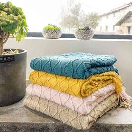 Northern Europe wind sand hair blanket cover bed end blanket knitting air conditioning blanket tassel nap