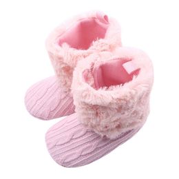 Winter Warm Shoes Baby Girl Boots for Girl Newborn Soft Soled Solid Colour Fur Snow Booties Toddler Infant Children Boy Crib Shoe G1023