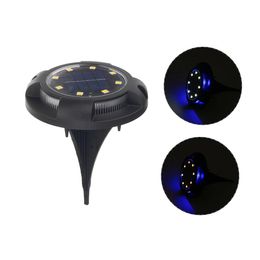 LED Solar Power Ground Lights Floor Decking Outdoor Garden Lawn Path Lamp - Warm+Blue