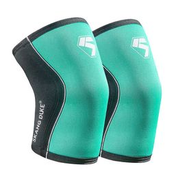 1 Pair 7mm New Weightlifting Compression Knee Pads Squat Gym Exercise Knee Protector Powerlifting CrossFit Fitness Training Q0913