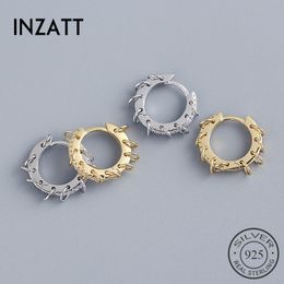 INZAReal 925 Sterling Silver Round Zircon Huggies Hoop Earrings For Fashion Women Party Bohemian Fine Jewelry Accessories & Huggie