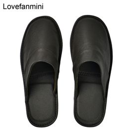 Leather slippers Genuine Cow couple indoor non-slip men women home fashion casual single shoes TPR soft soles spring autum 519