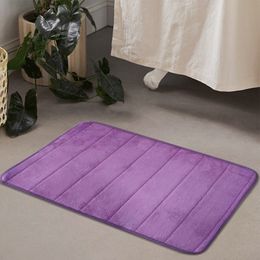10 Colors Home Bath Mat Coral Fleece Bathroom Carpet Water Absorption Anti Slip Washable Rug Toilet Kitchen Floor Mats HY0078