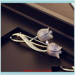 Pins, Brooches Jewellery Trendy Design Valentine Gift Rose Fashion Luxury 18K Gold Plated Women Holiday Party Brooch Ornament Drop Delivery 20