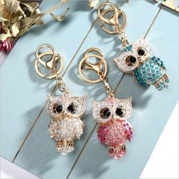 Cool Owl Full Crystal Keychain Owl Keyring Stereo Rhinestone Jewelry Gift Wallet Car Pendant Men and Women Pendant Wholesale