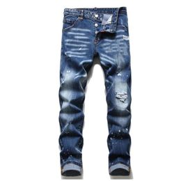 Men's jean Hip hop pants street trend Zipper chain decoration ripped Rips Stretch Black Fashion Slim Fit Washed Motocycle Panelled Christmashgth