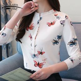 autumn OL style print women blouse fashion button ladies causal feminine clothes long sleeved women's shirt 1042 40 210521