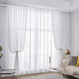 Curtain & Drapes WHITE Lace Curtains For Living Room Sheer Window Bedroom Transparent Drape Floral Tulle Decor