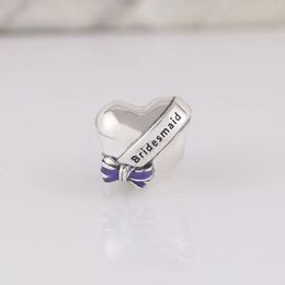 Fits Pandora Sterling Silver Bracelet 20pcs Purple Enamel Bridesmaid Beads Spacer Charms For European Snake Charm Chain Fashion DIY Jewellery Wholesale