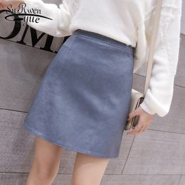 Arrival Autumn Winter Sexy Lady Skirts Women Trend Solid PU Faux Leather Skirt Mini Female Zipper 7733 50 210521