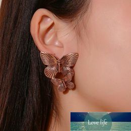 copper prices UK - Double Butterfly Big Earrings Fashion Exaggerated Butterfly Stud Earrings For Women Ancient Copper Silver Color Earing Jewelry  Factory price expert design