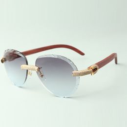 2022 classic micro-pave diamond sunglasses 3524027 with original natural wood arms glasses, Direct sales, size: 18-135 mm