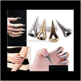 nail claw rings NZ - Jewelryfashion Jewelry Retro Rock Talon Claw Spike Band Gothic Punk Vintage Claws Nail Rings Midi Finger Drop Delivery 2021 Xc7Jw