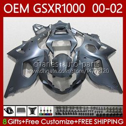 Injection Mould Fairings For SUZUKI 1000CC GSXR-1000 GSX R1000 GSXR 1000 CC 00 01 02 Bodywork 62No.81 GSXR1000 K2 2001 2002 2002 GSX-R1000 01-02 OEM Body kit Matte black