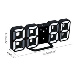 Timers 3D Morden LED Digital Wall Clock Table Desk Alarm Watch Durable Night Light Lamp