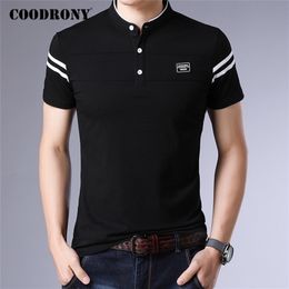 COODRONY Brand Summer Short Sleeve T Shirt Men Cotton Tee Homme Streetwear Fashion Stand Collar T- Clothes C5096S 210716