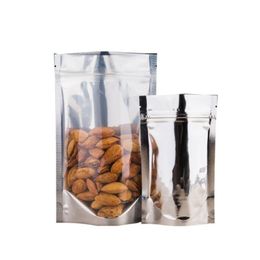 100pcs/lot Plastic Resealable Bag Food Storage Aluminum Foil Bags Zipper Stand Up Pouch for Coffee Cookie Snack