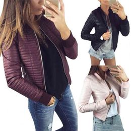 Women Jacket Long Sleeve Stylish Faux Leather Motorcycle for Daily Life Coat For Ladies 210922