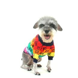 Rainbow Full Letter Puppy Sweaters Teddy Schnauzer Pomeranian Dog Sweater Winter Outdoor Warm Comfortable Pet Apparel