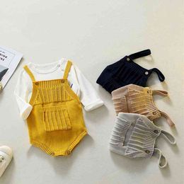 Baby Romper Spring Autumn Infant Boys Girls Sleeveless Triangle Jumpsuit born Casual Knitted Sling Bodysuit 210515
