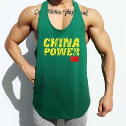 CHINA POWER Mens Mesh Fitness Clothing Gym Stringer Tank Top Men Bodybuilding Vest Workout Singlets Running Sleeveless Shirt 210421