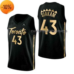 Stitched custom Pascal Siakam #43 Black w/ gold Jersey men women youth baseball jerseys XS-6XL