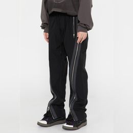Men's Pants Black/Grey Side Zipper Jogger 2021 Streetwear Three-Pocket Styling