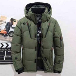 Men Down High Quality Thick Warm Winter Jacket Hooded Thicken Duck Down Parka Coat Casual Slim Overcoat With Many Pockets Mens 210818