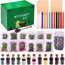 Vanilla Candle Set Witch Toolkit Dried Herbs Prayer Candle Crystal Stone Lovely DIY Witchcraft Supplies Decorate The Living Room H1222