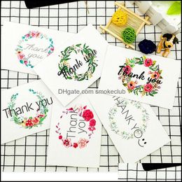 Greeting Event Festive Party Supplies Home & Gardengreeting Cards 48Pcs/Set Diamond Painting Flowers Wreath Thank You With Envelopes Christm