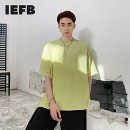 IEFB Summer Half Sleeve Fashion Minimalist Style Single Pocket T-shirt Men's Loose Round Neck Casual Tops Loose Big Size 9Y7378 210524