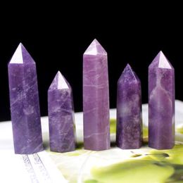 Natural crystal amethyst Mica quartz new decorative crafts single-pointed six-sided jade hand-polished ornaments Healing wands Reiki Energy stone