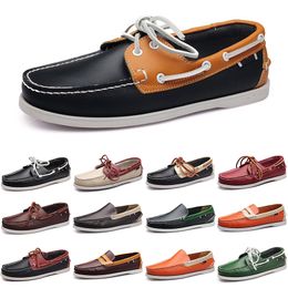 Leather Sneakers Casual Shoes Loafers Men Bottom Low Cut Classic Triple Black Orange Dress Shoe Mens Trainer 80 S