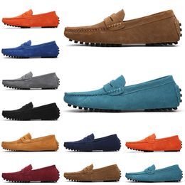 2021 running shoes jogging casual Selling black pink blue Grey orange green brown mens slip on lazyleather peas
