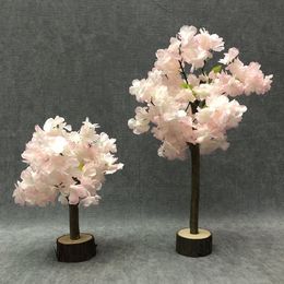 Mini Styles Artificial Silk Flower Cherry Tree Ornaments Simulation Plant Trees Table Flowers For Home Wedding Decorations