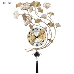 Chinese Style Creative Living Room Home Mute Hanging Porch Decorative Clock Light Luxury Wall Watch 210414