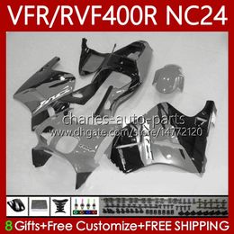 Fairings Kit For HONDA RVF VFR 400 VFR400 R 400RR 87-88 Body 78No.129 VFR400R RVF400R NC24 V4 RVF400 R 1987 1988 VFR 400R VFR400RR 87 88 Motorcycle Bodywork Grey black