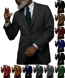 Men's Suits & Blazers Suit Formal Herringbone Jacket Tweed Male Blazer Tuxedo Vintage Wool