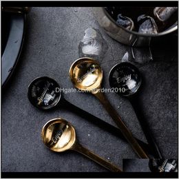 Luxury Stainless Steel Spoons Coffee Ice Fruit Dessert Spoon Rose Gold Black Teaspoons Tableware Home Decoration 1Pc 5Pr7A 5S9Np