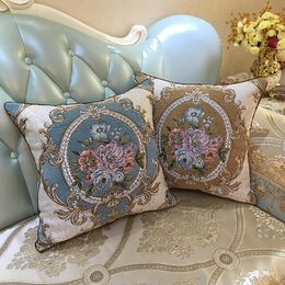 Cushion/Decorative Pillow 45X45cm/50X50CM Retro Floral Embroidered Cushion Cover Sofa Flower Embroidery Lumbar Pillowcase Waist