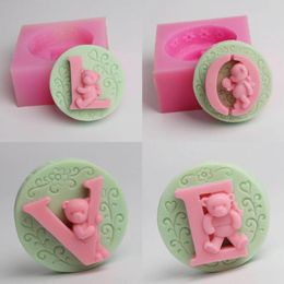 love soaps Canada - Craft Tools Christmas Animal Bear Silicone Soap Mold Handmade Square With Love Characters Chocolate Candy Valentine Gift Mould Home Deco
