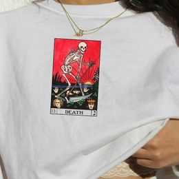 Summer Women's Retro Style Skull Death T-Shirt Fashion Tops Hipsters Grunge Aesthetic Tee Vintage Fashion Top Gothic Clothing 210518