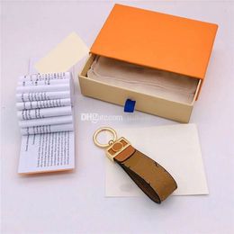 2022 Fashion Key Buckle Keychain Handmade real Leather Man Woman Pendant Accessories keychain charms with box for gift