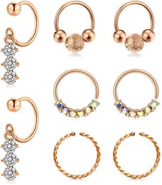 20 Gauge CZ Helix Daith Earring Cartilage Tragus Jewellery Nose Rings Septum Piercing Closure Ring for Women Girl