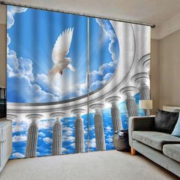 Curtain & Drapes Customized 3d Curtains Window Balcony Thickened Windshield Blackout Blue Sky