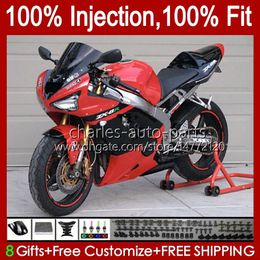 Injection Mould Bodys For KAWASAKI NINJA ZX 6R 600 CC 6 R ZX-6R ZX6R 03 04 Bodywork 8No.62 ZX 636 600CC ZX636 03-04 ZX600C ZX600 ZX-636 2003 2004 OEM Fairing Kit stock red blk