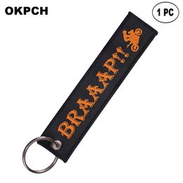 Key Fobs Chains Jewellery Red Embroidery Remove Before Flight Keyring Gift for Friends PK0067