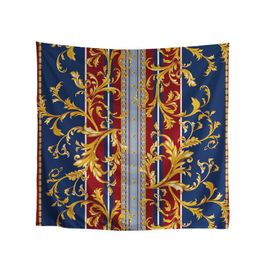 -Sciarpe rosso blu donne seta seta sciarpa foglie d'oro immagini personalizzate logo signore quadrato wraps grande foulard femme poliestere secondie